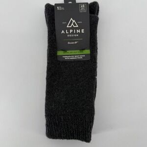 Alpine Design Mens Thermolite Merino Wool Boot Socks 2 Pair Grey Large ADM14635